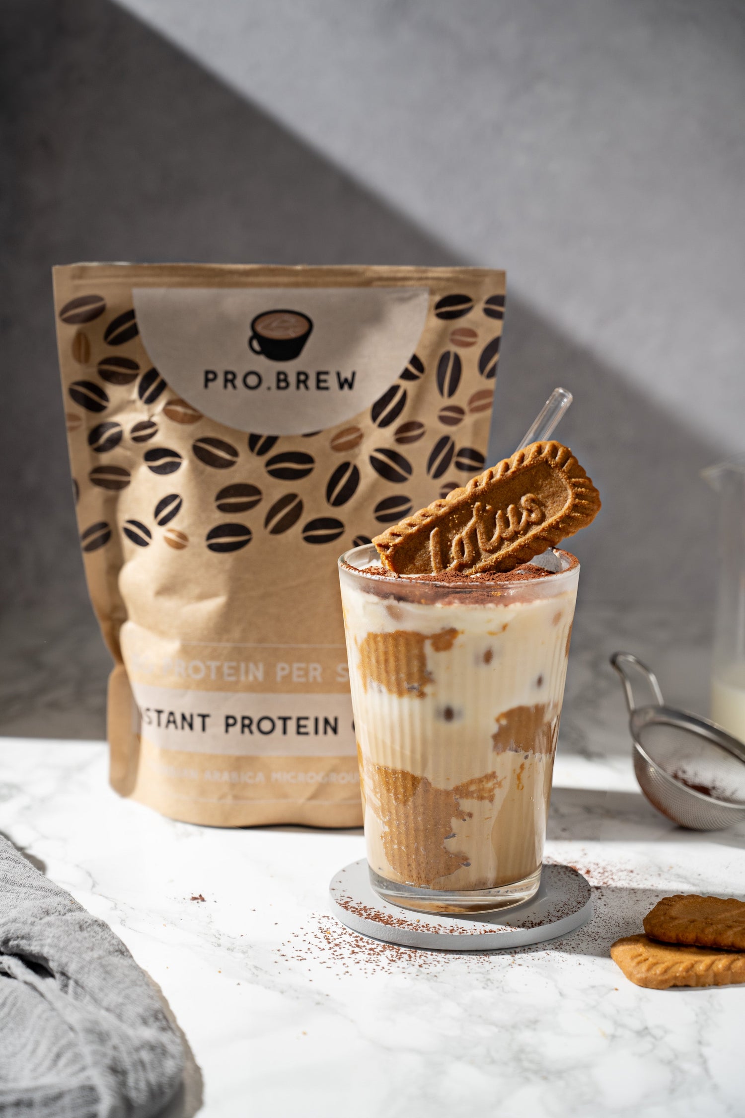 Protein biscoff iced latte